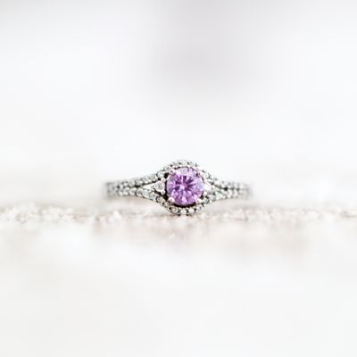 Purple Engagement Ring Sterling Silver CZ SFR0032