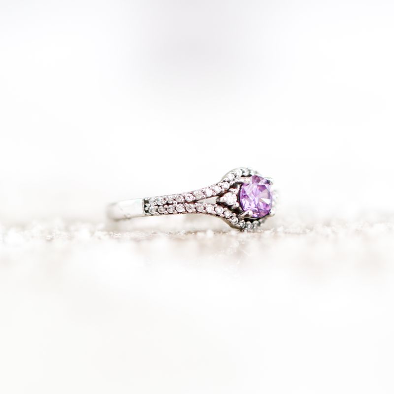 Purple Engagement Ring Sterling Silver CZ SFR0032