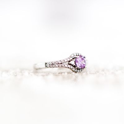 Purple Engagement Ring Sterling Silver CZ SFR0032
