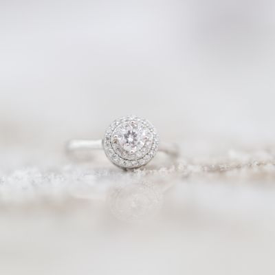 Double Halo Engagement Ring Sterling Silver CZ SFR0027