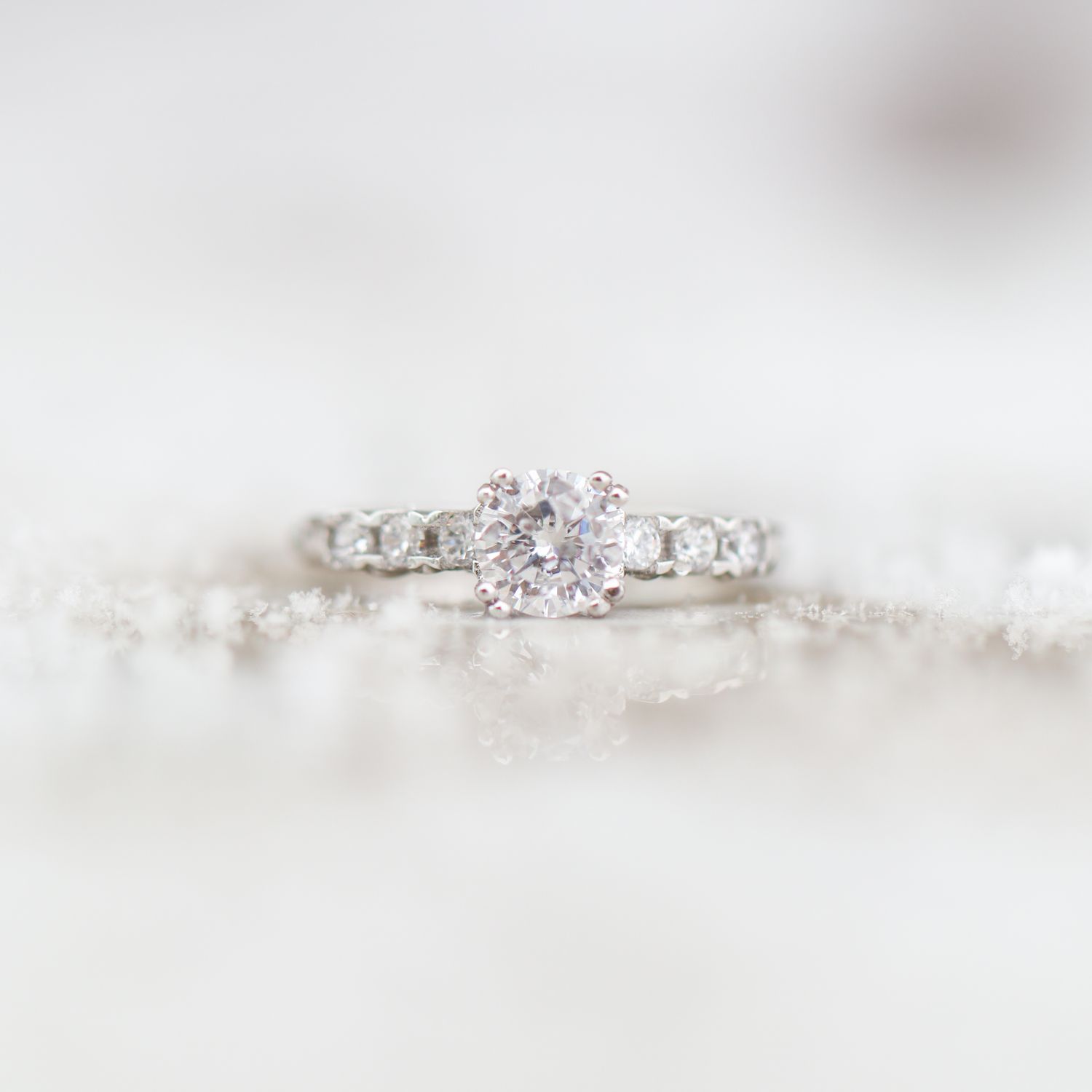 4 Prong Single Row Engagement Ring Sterling Silver CZ SFR0030
