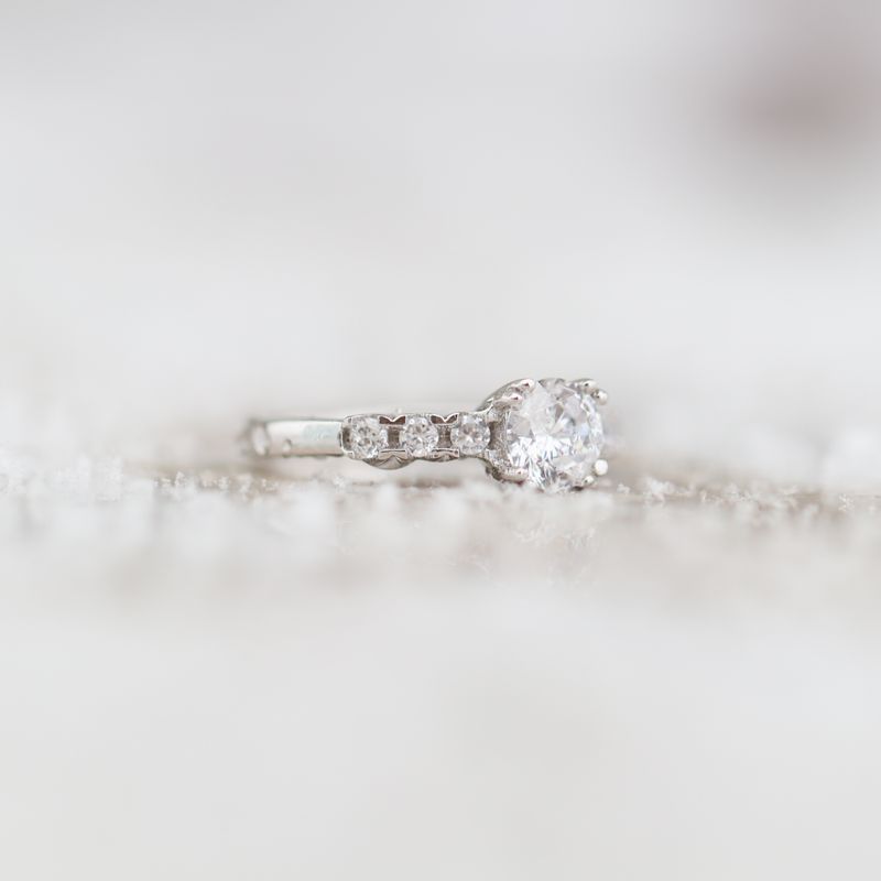 4 Prong Single Row Engagement Ring Sterling Silver CZ SFR0030