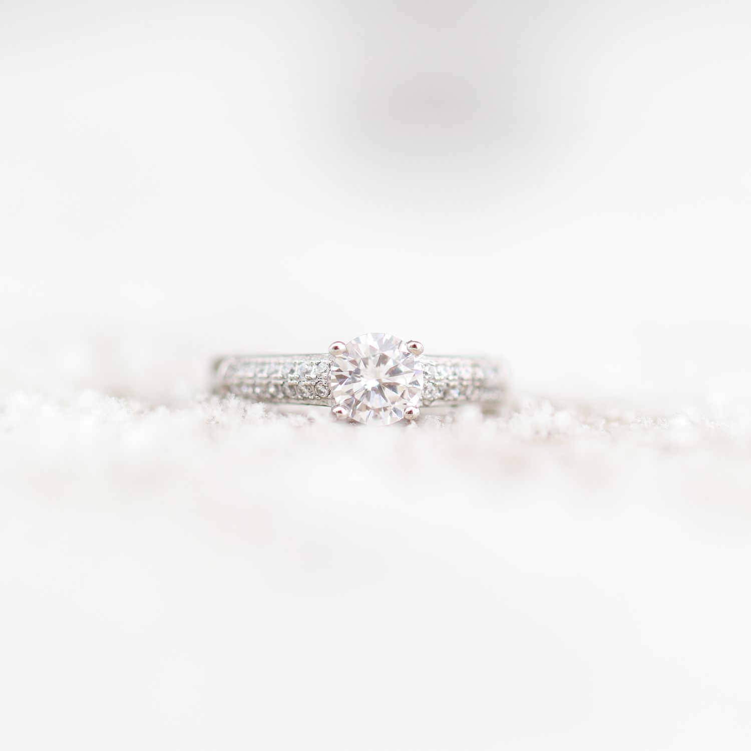 4 Prong Iced Engagement Ring Sterling Silver CZ SFR0029