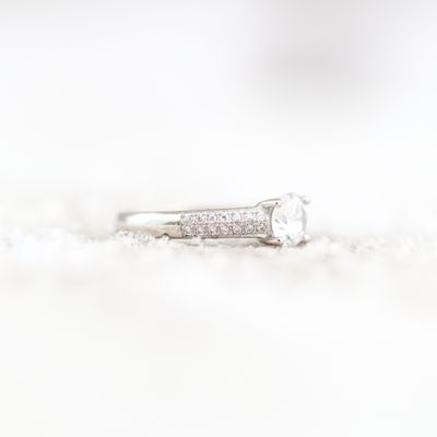 4 Prong Iced Engagement Ring Sterling Silver CZ SFR0029