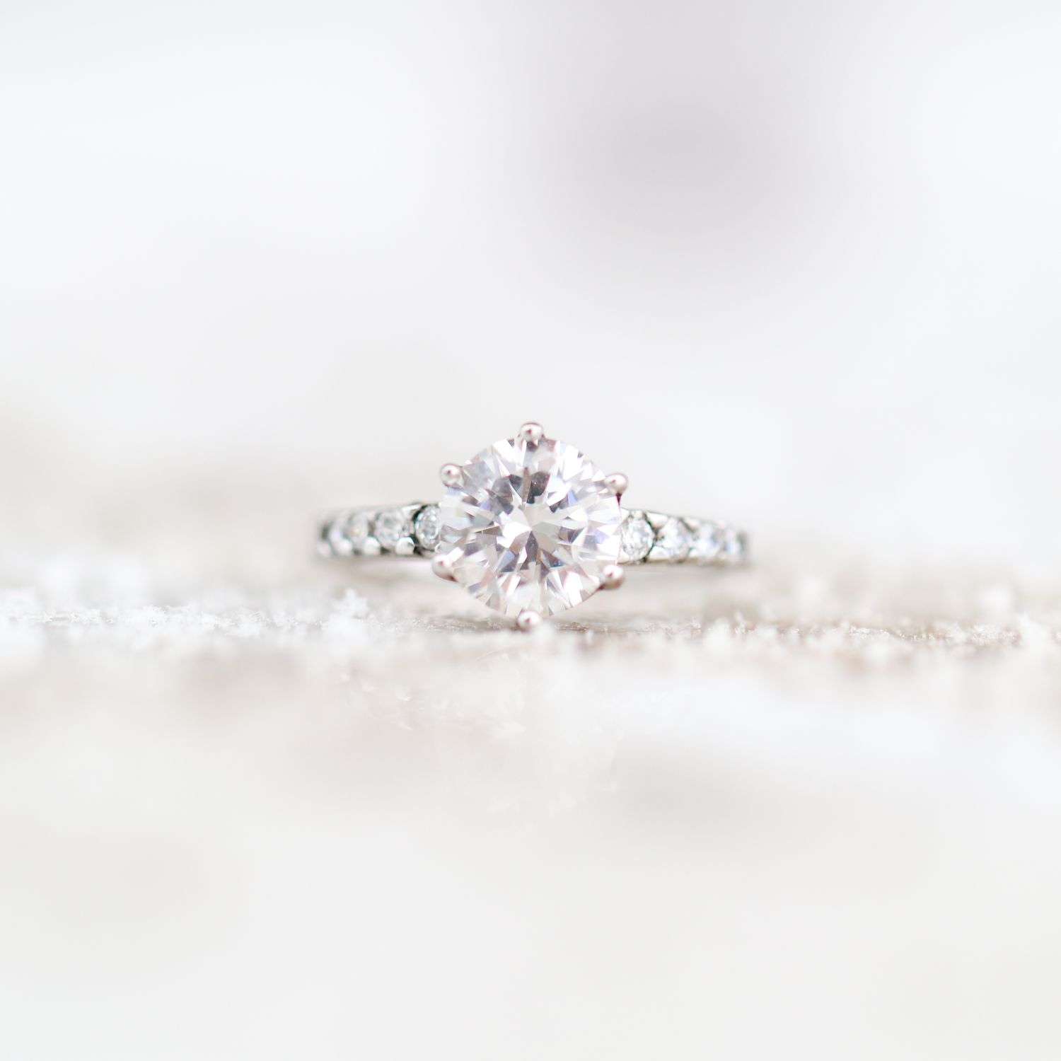 6 Prong Engagement Ring Sterling Silver CZ SFR0033
