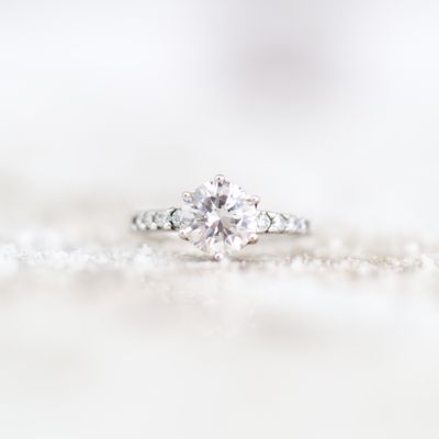 6 Prong Engagement Ring Sterling Silver CZ SFR0033