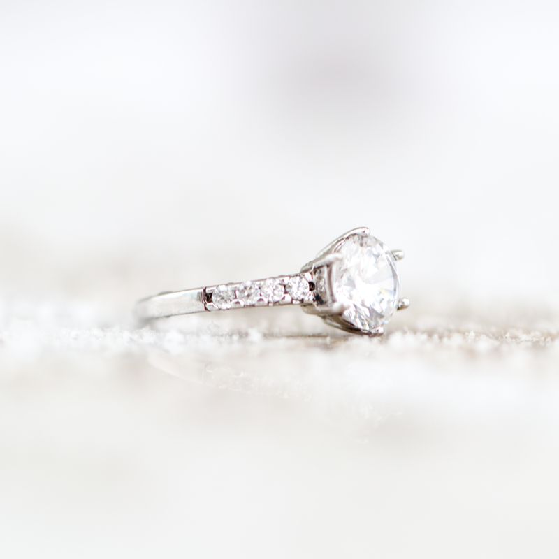6 Prong Engagement Ring Sterling Silver CZ SFR0033
