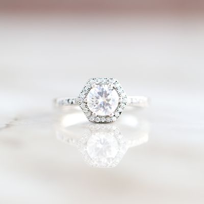 Octagon Engagement Ring Sterling Silver CZ SFR0035