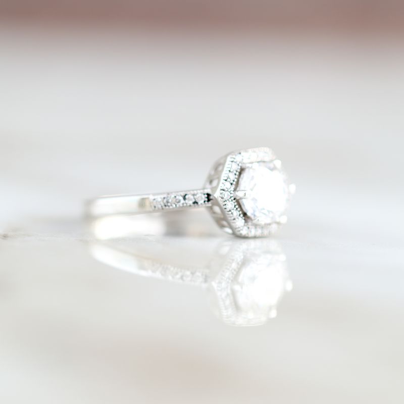 Octagon Engagement Ring Sterling Silver CZ SFR0035