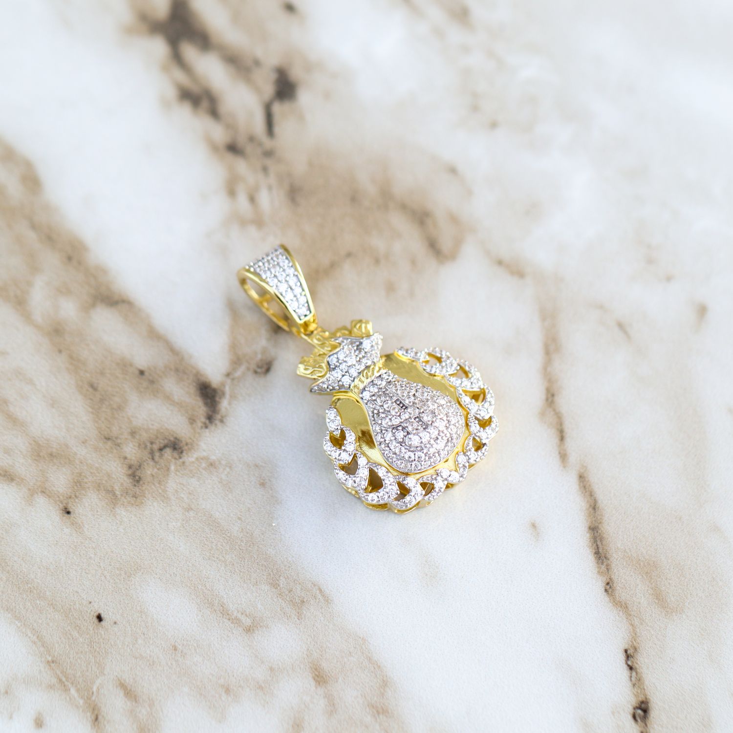 Cuban Moneybag Pendant Sterling Silver CZ SFP0053