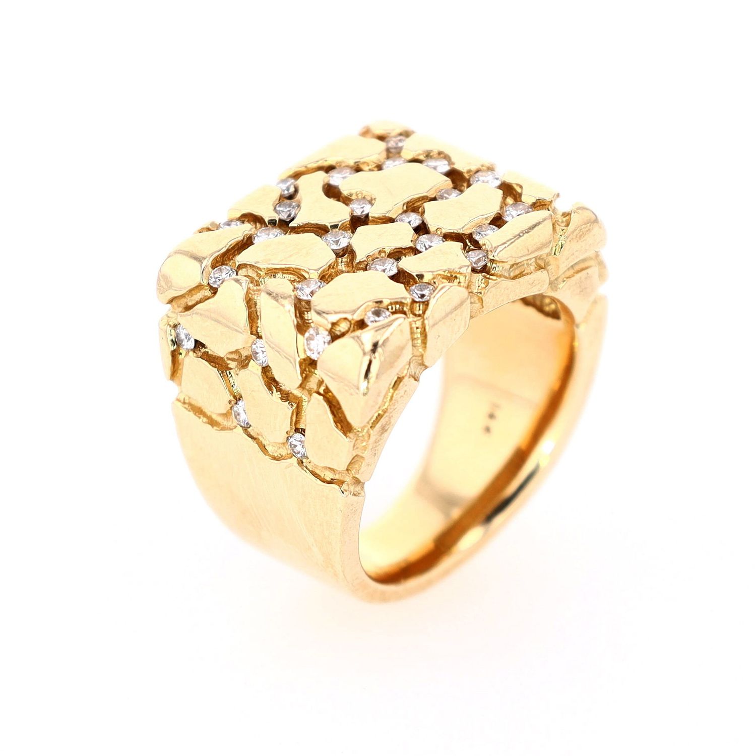 Diamond Nugget Ring 14kt YG 38.30gr 19mm 0.70cttw Natural VS Size 10.5 RN00250C