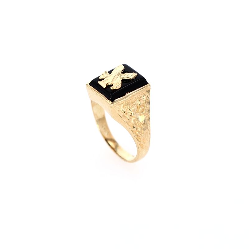 Black Enamel Crow Ring 10kt YG 3.60gr RN00192