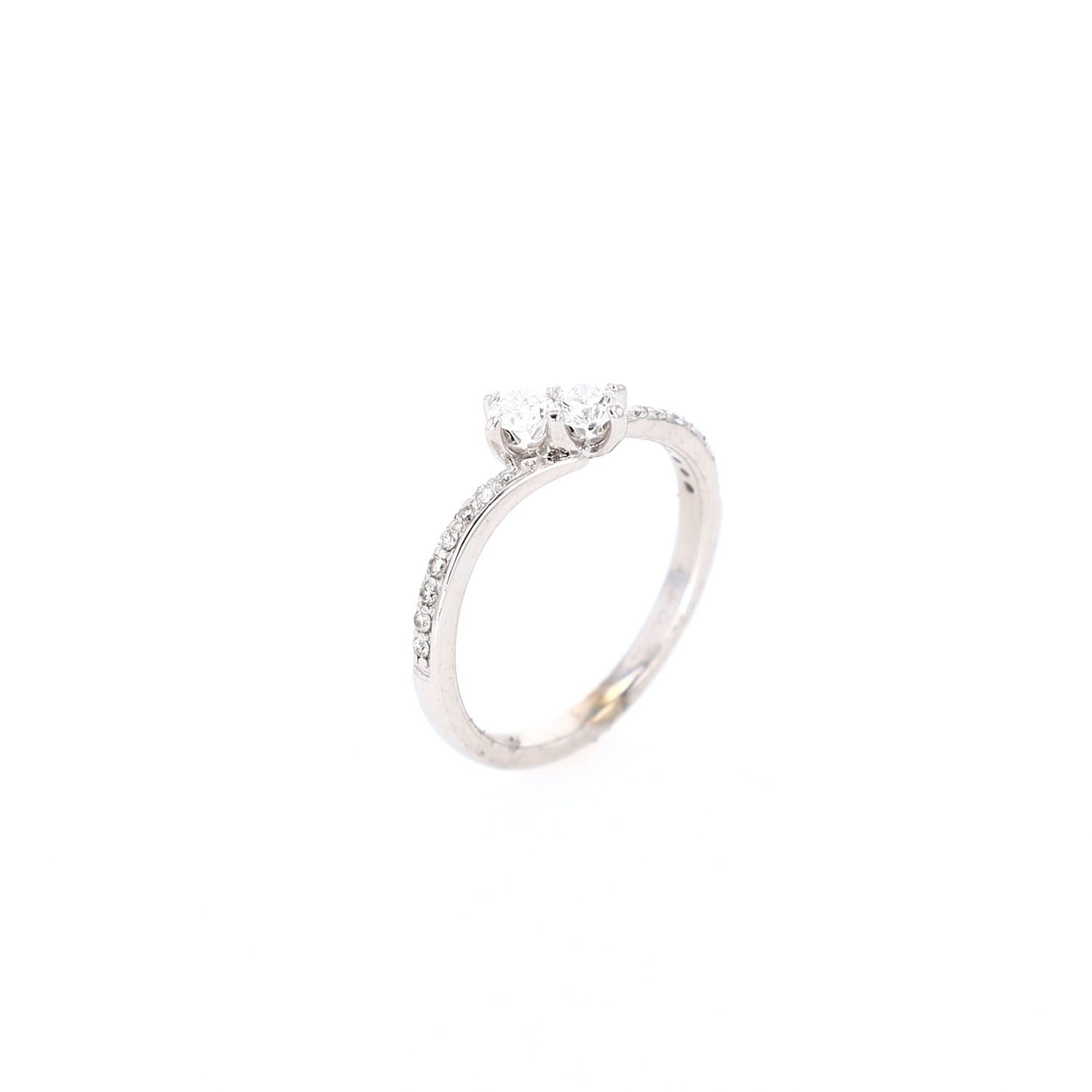 Double Diamond Promise Ring 14kt WG 2.05gr 18pc 0.30cttw Natural SI-I GH Size 5 RN00203