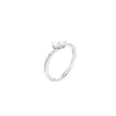 Double Diamond Promise Ring 14kt WG 2.05gr 18pc 0.30cttw Natural SI-I GH Size 5 RN00203
