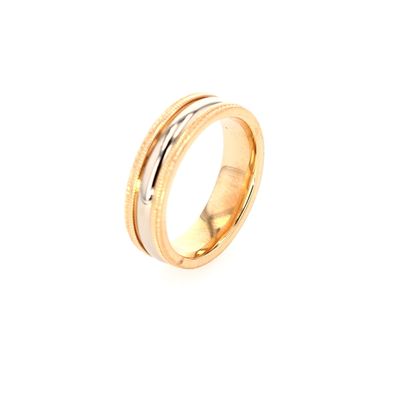 Two Tone Mens Wedding Band 14kt WG/YG 8.99gr RN00193
