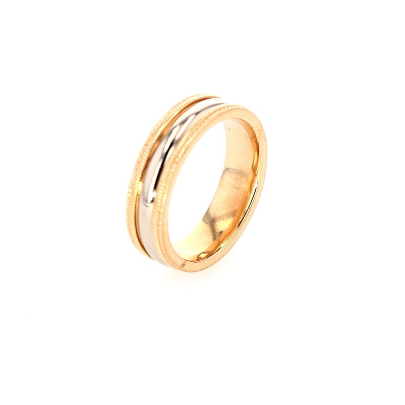 Two Tone Mens Wedding Band 14kt WG/YG 8.99gr RN00193