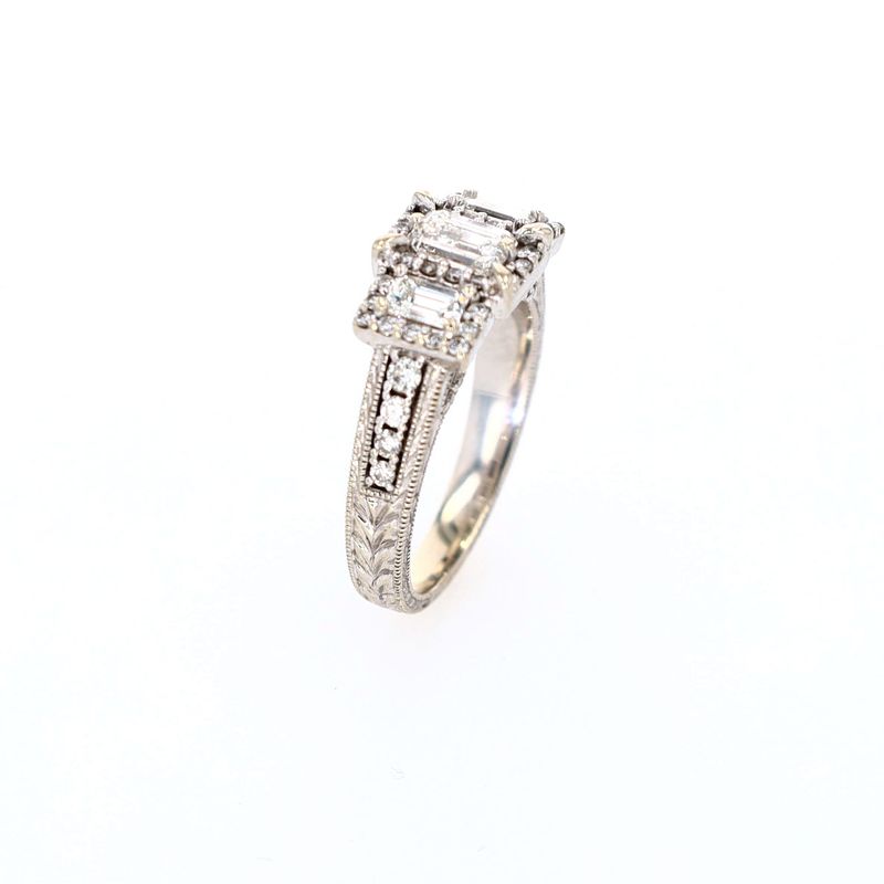Emerald Cut Diamond Engagement Ring 18kt WG 7.4gr 1.23 cttw Lab/Nat VVS-1 F-G-H RN00189C