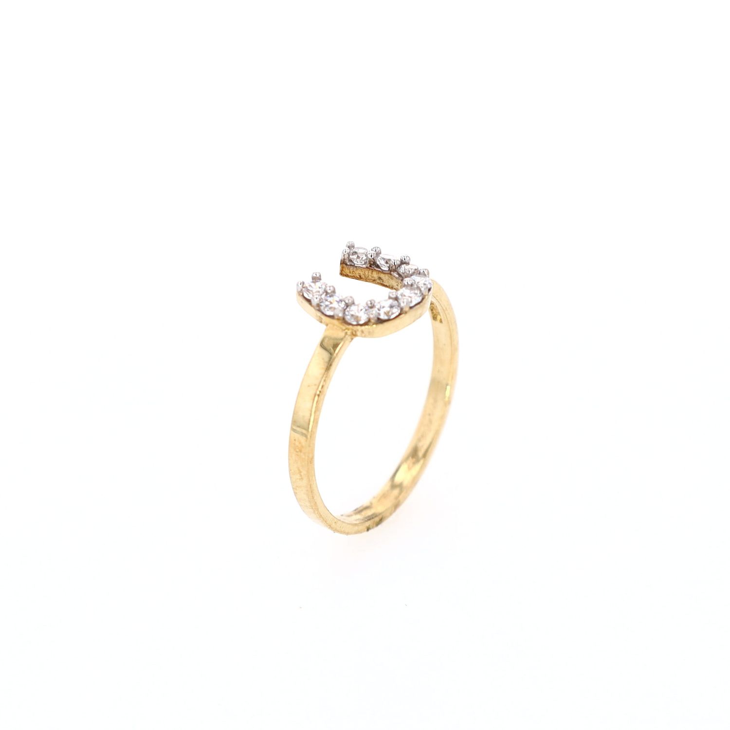 Horse Shoe Ring 10kt YG 1.5gr Size 7 CZ RN00198