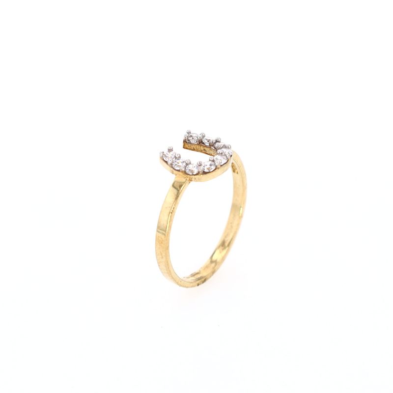 Horse Shoe Ring 10kt YG 1.5gr Size 7 CZ RN00198