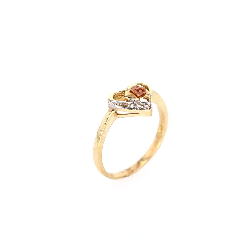 Heart Ring 10kt YG 2gr Size 7.5 CZ RN00197