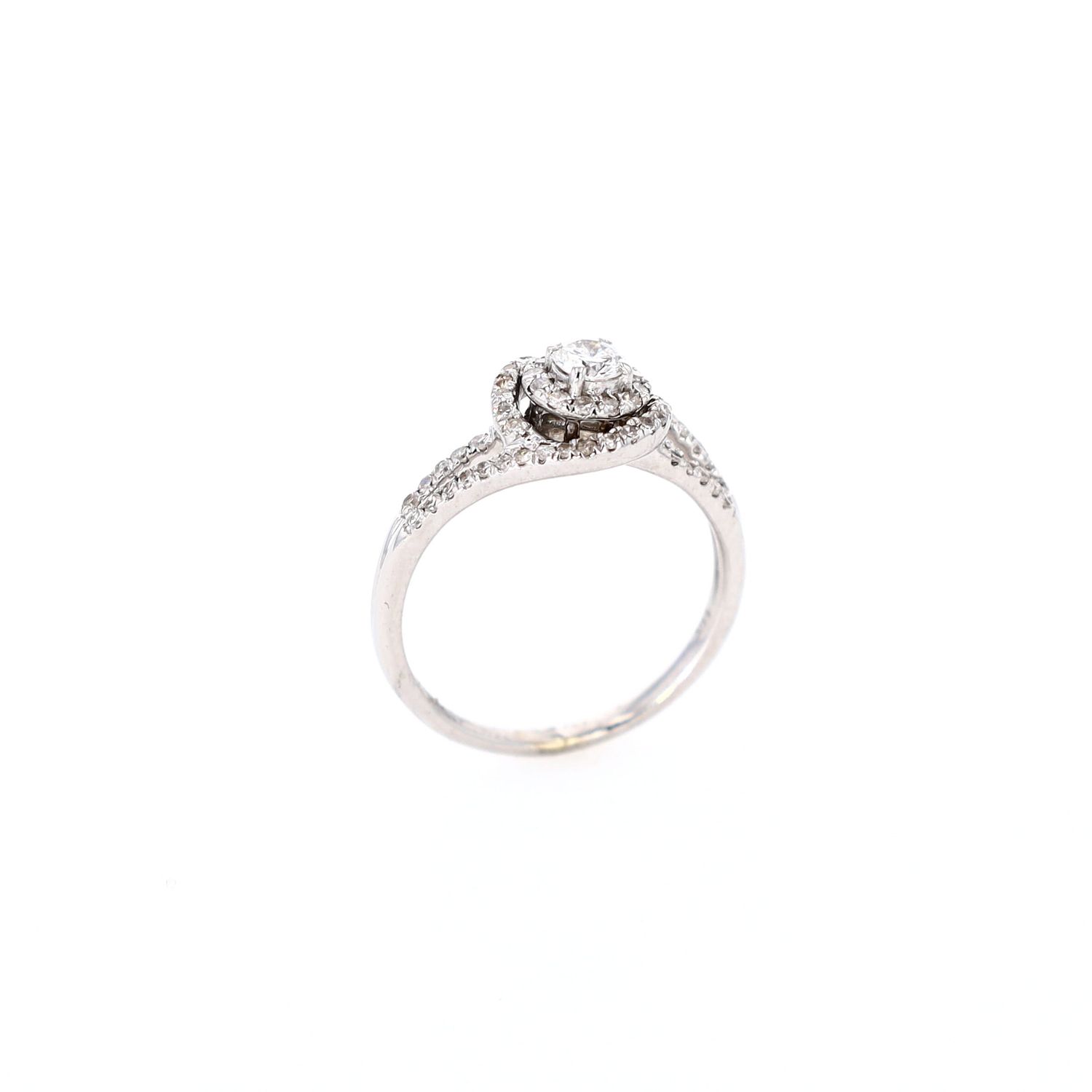 Wedding Ring &amp; Band 2 Piece Set 14kt WG 3.29gr 0.40cttw Natural SI-I GHI Size 5 RN00202