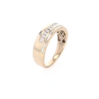 Mens Diamond Wedding Band 10kt WG 5.65gr 9 stones 0.33cttw Size 10 RN00200
