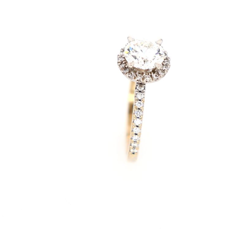 GIA Ladies Halo Round Engagement 18kt WG 3.10gr 1.01ct SI2 G 0.30cttw VS-SI GH  RN000432