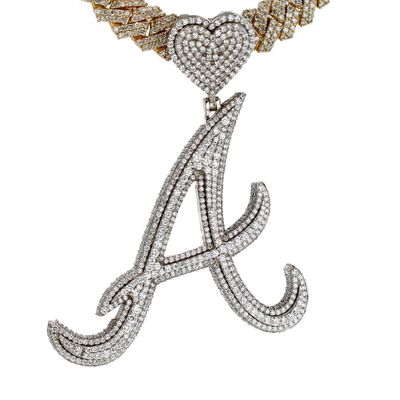 Custom A Pendant 14kt WG 1.75&quot; 8.59cttw VS-FG PN00204C