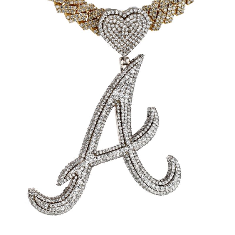Custom A Pendant 14kt WG 1.75&quot; 8.59cttw VS-FG PN00204C