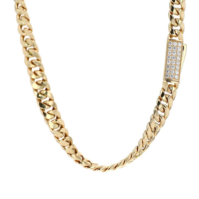 Semi Solid Cuban Link Chain 14kt YG CZ 10.03gr 18&quot; 5.9mm CH000529