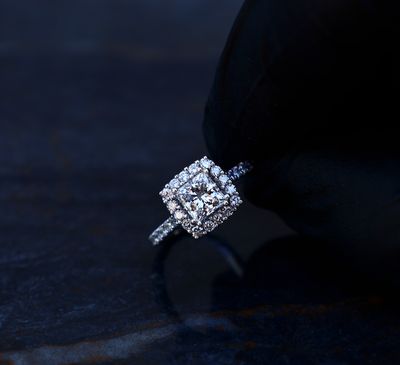 Princess Cut Engagement Ring 1Ct 18kt WG  3.55gr 0.59cttw / Center stone 1.10ct VVS2 - E Size 6 RN00208