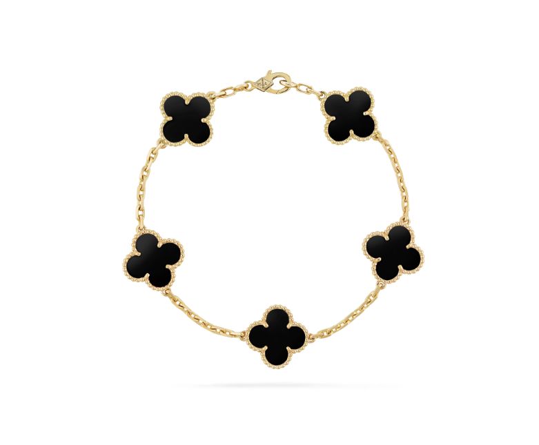 Motif Bracelet Onyx 18kt YG 6&quot;  5 motifs BR000376