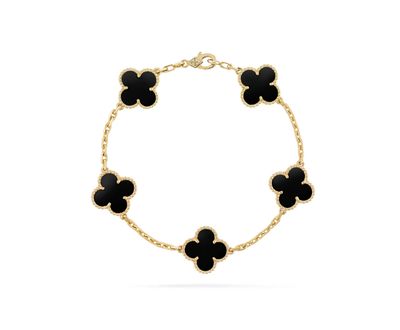 Motif Bracelet Onyx 18kt YG 6&quot;  5 motifs BR000376