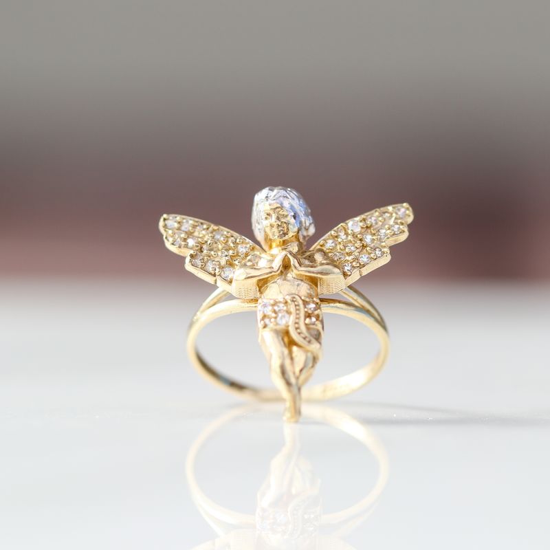 Angel Ring 10kt YG 3.4gr CZ RN00199
