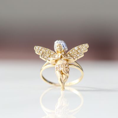 Angel Ring 10kt YG 3.4gr CZ RN00199