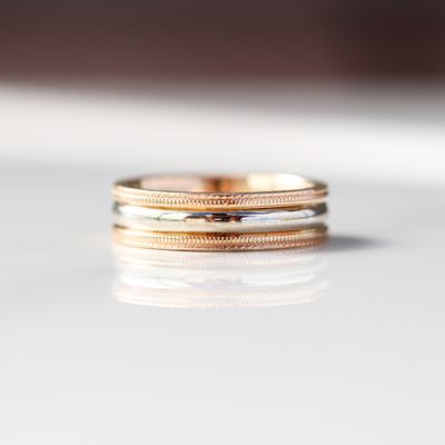 Two Tone Mens Wedding Band 14kt WG/YG 8.99gr RN00193