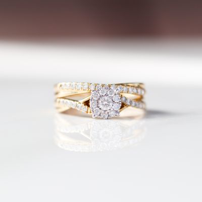 DIAMOND RING SET 10KT YG 1.91GR 0.33CTTW  SI/I GHI NATURAL  RN00188C