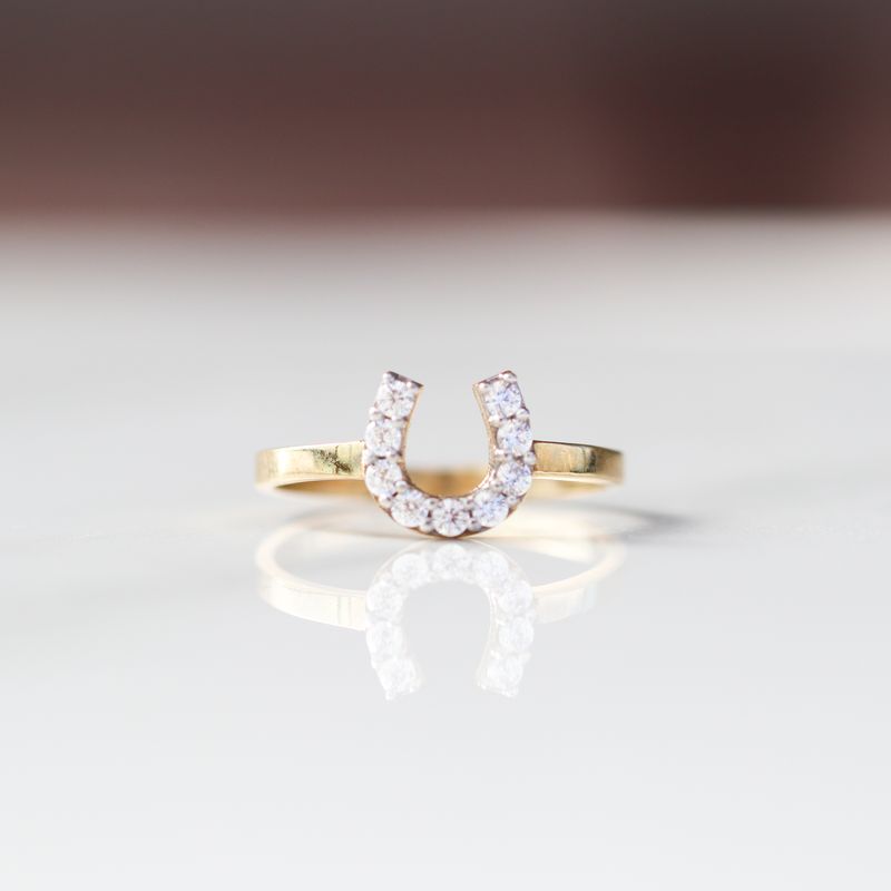 Horse Shoe Ring 10kt YG 1.5gr Size 7 CZ RN00198