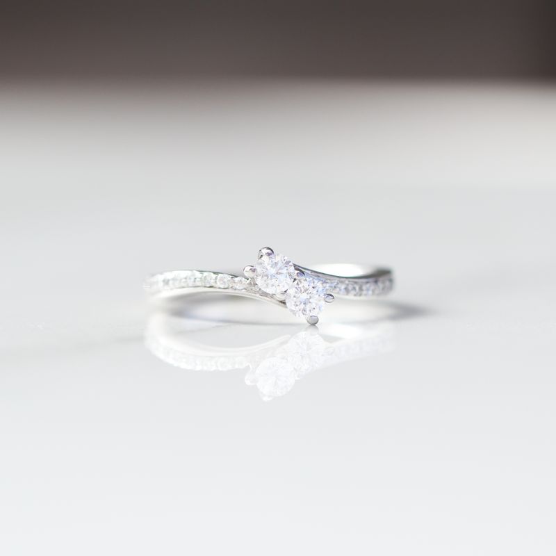 Double Diamond Promise Ring 14kt WG 2.05gr 18pc 0.30cttw Natural SI-I GH Size 5 RN00203