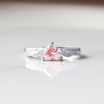 Pink Diamond Heart Engagement Ring 14kt WG Size 7 VS1 LAB 0.86ct RN00210