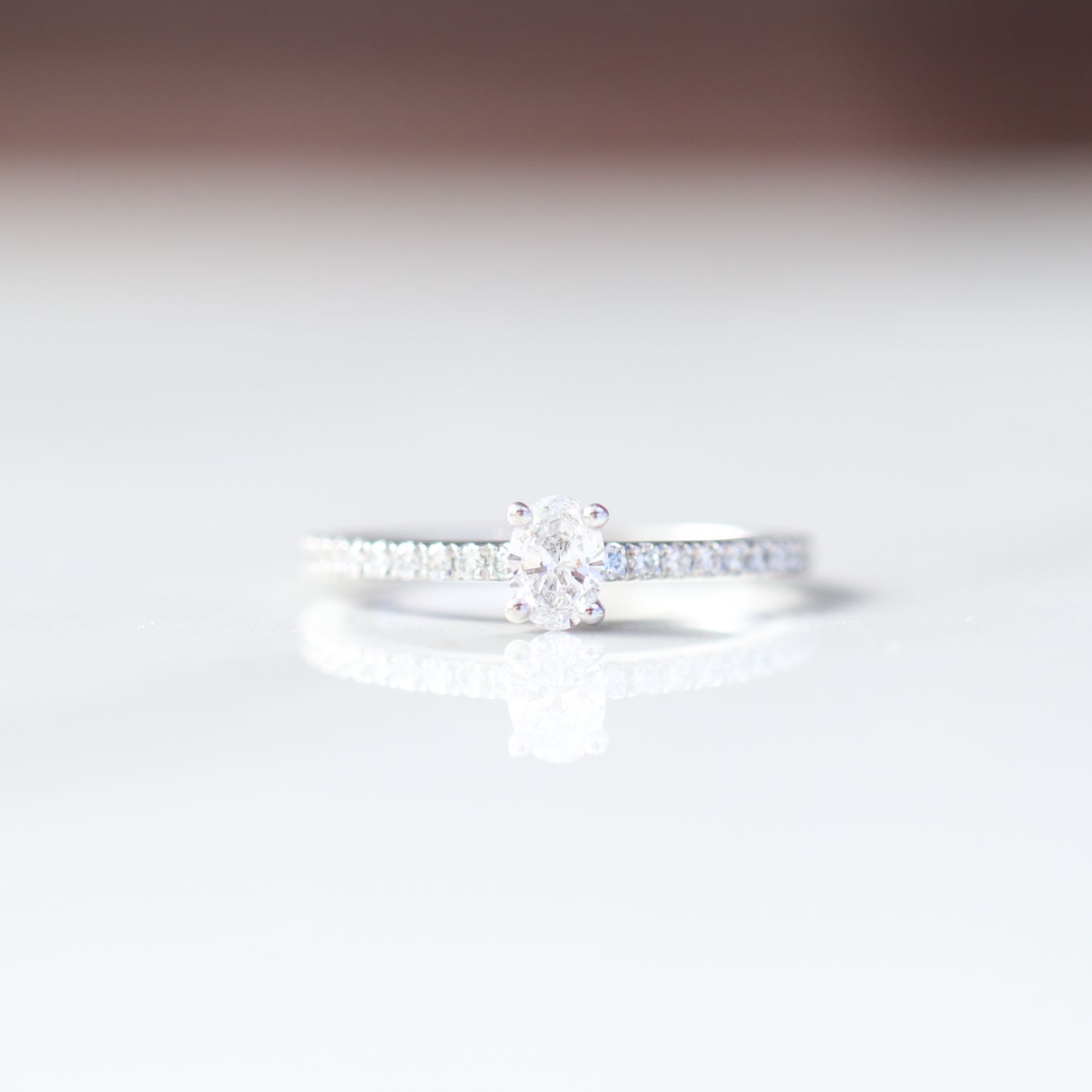 Oval Engagement Ring 14kt WG size 7 LAB VVS2 0.47CTTW RN00213