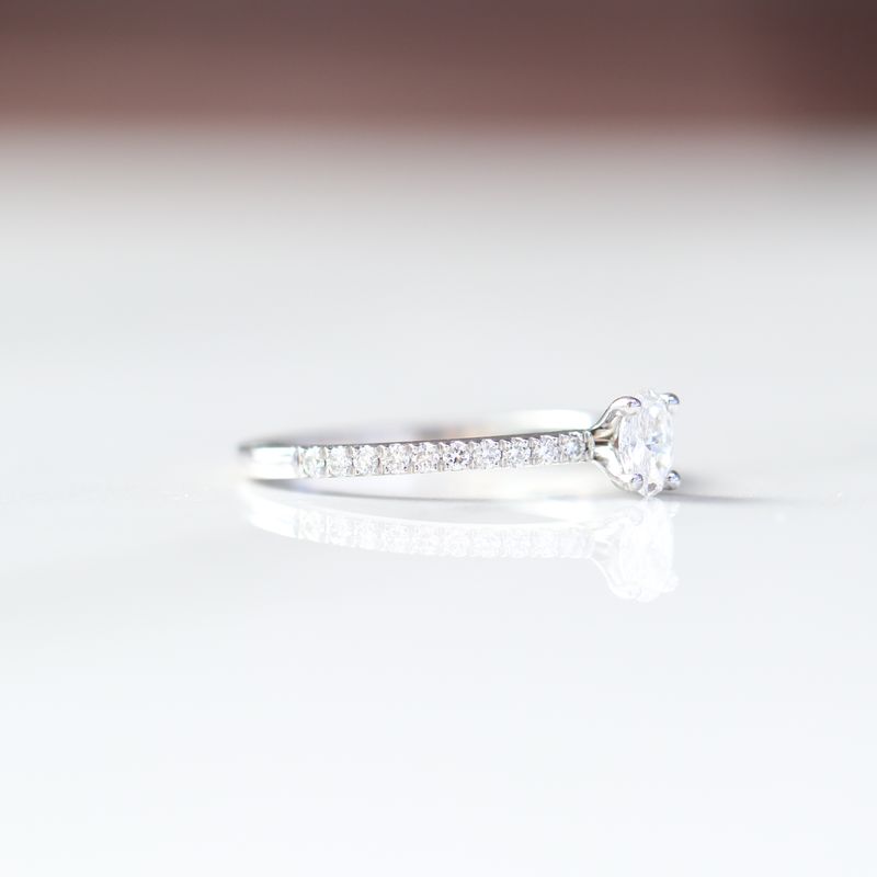 Oval Engagement Ring 14kt WG size 7 LAB VVS2 0.47CTTW RN00213
