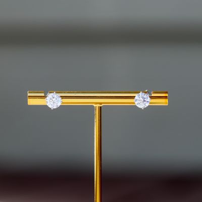 Diamond Studs 4 Prong Basket 14K White Gold 2.12ctw 1ct each Lab VVS D 3EX non Flur ER00193