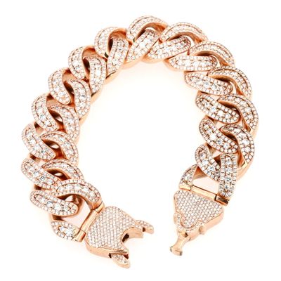 Custom Diamond Cuban Bracelet 14kt RG 202.8gr 2386 Round Brilliant Cut 15.70cttw VVS1-VS1 D-E-F Color BR000378C