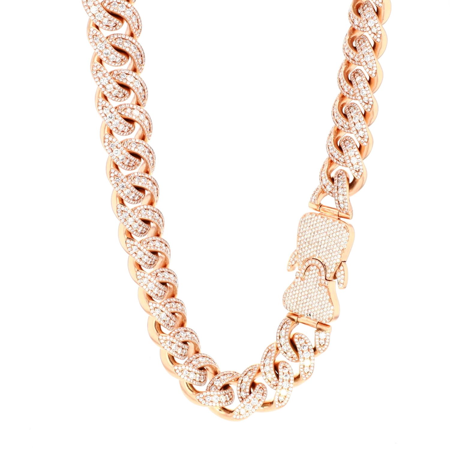 Custom Diamond Miami Cuban 14kt RG 580.7gr 3270 Round Brilliant Cut 57.28cttw VVS1-VS1 D-E-F Color CH000554C