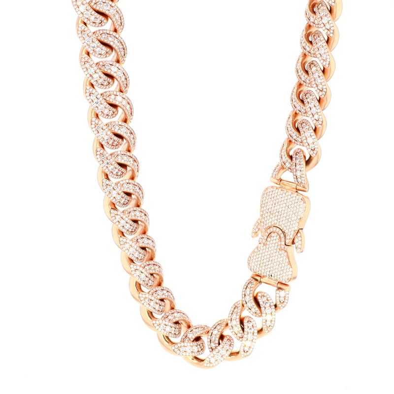 Custom Diamond Miami Cuban 14kt RG 580.7gr 3270 Round Brilliant Cut 57.28cttw VVS1-VS1 D-E-F Color CH000554C
