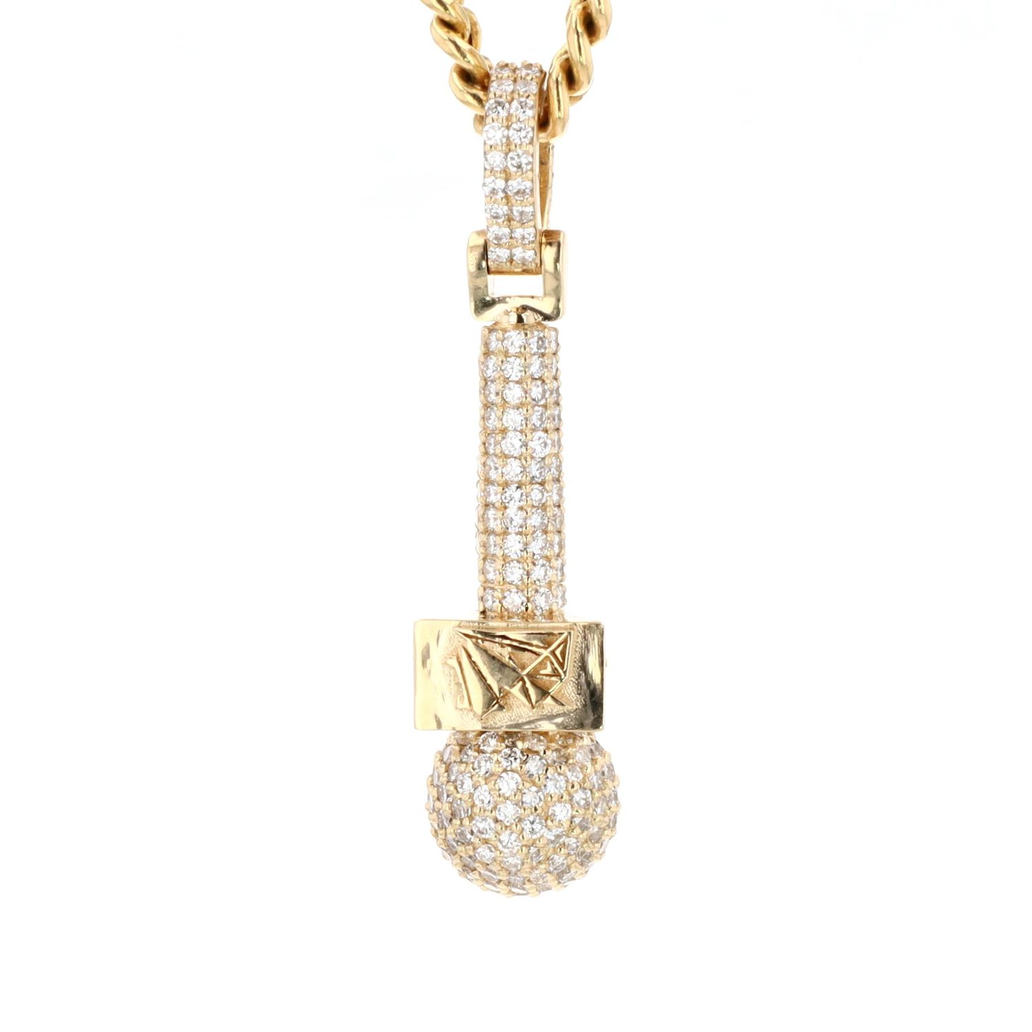 CDB Microphone Pendant 10kt YG 6.38gr 1.35ct LAB PN00207
