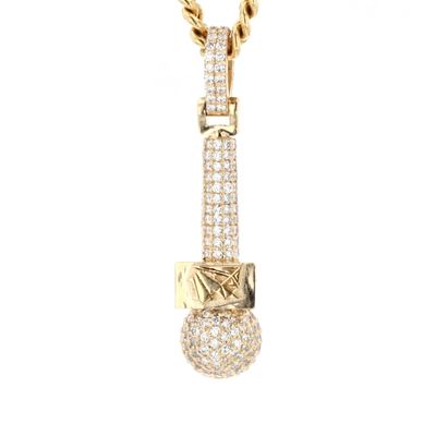 CDB Microphone Pendant 10kt YG 6.38gr 1.35ct LAB PN00207