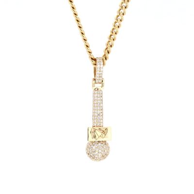 CDB Microphone Pendant 10kt YG 6.38gr 1.35ct LAB PN00207
