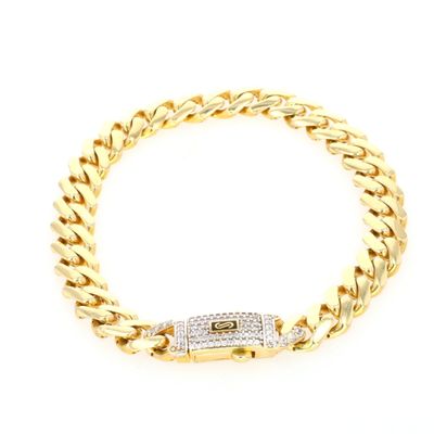 Cuban Bracelet 10kt YG CZ 8.8gr 7&quot; BR000382